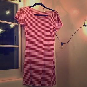 Red and white striped dress